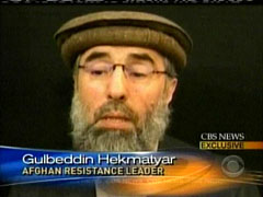 Gulbuddin Hekmatyar, chef de guerre afghan, en rebellion  armée contre le gouvernement de Karzai