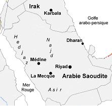 Carte de l'Arabie Saoudite