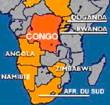 carte du Congo, Rwanda, Ouganda, Angola